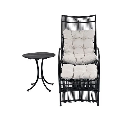 ModernLuxe 3-Piece Wicker Patio Furniture Set with Lounge Chair & Ottoman 5 ModernLuxe 3-Piece Wicker Patio Furniture Set with Lounge Chair & Ottoman - Image 3