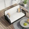 ModernLuxe 2-Seater Patio PE Wicker Porch Swing with Cushions and Chains