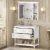 ModernLuxe 36'' Bathroom Vanity Set With Medicine Mirror Cabinet, Ceramic Sink & 4 Drawers, Solid Wood Frame Storage Cabinet, Beige/White 2 ModernLuxe 36'' Bathroom Vanity Set With Medicine Mirror Cabinet, Ceramic Sink & 4 Drawers, Solid Wood Frame Storage Cabinet, Beige/White -Luxe Furniture Sale GUEST 59878cbd 791b 422f ac64 f1a715a1bbca