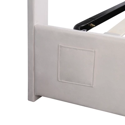 Upholstered Bed With LED Light, Bluetooth Player And USB Charging, Hydraulic Storage Bed In Velvet Fabric-ModernLuxe 16 Upholstered Bed With LED Light, Bluetooth Player And USB Charging, Hydraulic Storage Bed In Velvet Fabric-ModernLuxe - Image 14