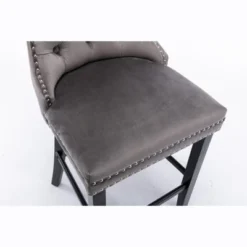 Set Of 2 Velvet Upholstered Barstools With Button Tufted Decoration, Chrome Nailhead Trim And Wooden Legs-ModernLuxe -Luxe Furniture Sale GUEST 5a76b0ea 91ba 45a2 873c 9aad38ade4f9