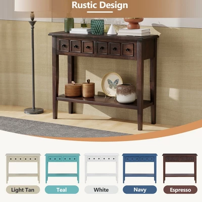 ModernLuxe 38" Rustic Console Table with 2 Drawers and Open Shelf 5 ModernLuxe 38" Rustic Console Table with 2 Drawers and Open Shelf - Image 3