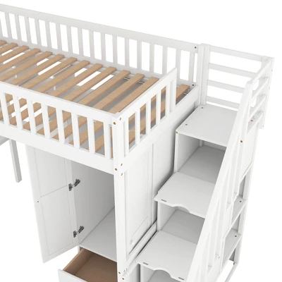 ModernLuxe Twin Size Loft Bed with Built-in Desk, Wardrobe, and Storage Drawers 12 ModernLuxe Twin Size Loft Bed with Built-in Desk, Wardrobe, and Storage Drawers - Image 10