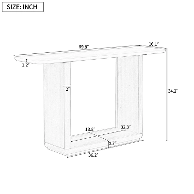 Entryway Console Table With Curved Corners, Accent Sofa Table - Acacia Wood Veneer U-Base Design - ModernLuxe 4 Entryway Console Table With Curved Corners, Accent Sofa Table - Acacia Wood Veneer U-Base Design - ModernLuxe - Image 2