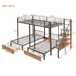 ModernLuxe Full Over Twin-Twin Triple Bunk Bed with Storage Stairs & Drawers -Luxe Furniture Sale GUEST 5cb766ec 0fff 483f bfc6 40923c014840