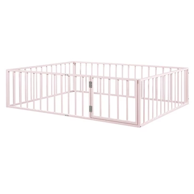 ModernLuxe Metal Floor Bed Frame with Safety Fence and Swing Door 9 ModernLuxe Metal Floor Bed Frame with Safety Fence and Swing Door - Image 7