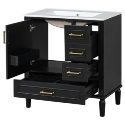 ModernLuxe 30" Freestanding Bathroom Vanity Cabinet with 3 Drawers and Gold Handles -Luxe Furniture Sale GUEST 5d271b54 496e 4159 a1a7 c1a8db47dcd2