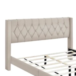 Queen Size Upholstered Wood Platform Bed-ModernLuxe 14 Queen Size Upholstered Wood Platform Bed-ModernLuxe -Luxe Furniture Sale GUEST 5d94edbc 0452 4ad1 9025 6c196a43ce2e