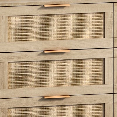 ModernLuxe 6-Drawer Natural Rattan Storage Cabinet - 43.31" Wide Dresser 9 ModernLuxe 6-Drawer Natural Rattan Storage Cabinet - 43.31" Wide Dresser - Image 7