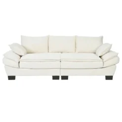 85.4"W Curved Sofa Couch, Corduroy Upholstered Wooden 3 Seater Sofa With 2 Throw Pillows 4S -ModernLuxe -Luxe Furniture Sale GUEST 5e1be6d5 4053 44d9 aca2 1c4269e874fc