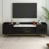 Stylish Design TV Stand For TVs Up To 65" With Fluted Glass, Cultured Marble Top And Gold Framed Base - ModernLuxe -Luxe Furniture Sale GUEST 5e1e88b5 64c8 4de2 954f 7bc0b7488bdb
