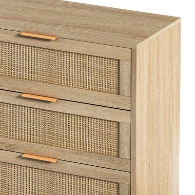 6-Drawer Rattan Dresser For Living Room And Bedroom, Natural - ModernLuxe 11 6-Drawer Rattan Dresser For Living Room And Bedroom, Natural - ModernLuxe - Image 9