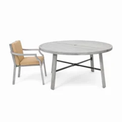 ModernLuxe 6-Person Outdoor Wooden Dining Set with Umbrella Hole & Cushions - Antique Gray -Luxe Furniture Sale GUEST 5e51f486 7be8 43af 9c33 11f7695975d3