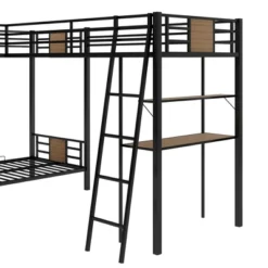 ModernLuxe L-Shaped Twin Over Twin Bunk Bed with Loft Bed and Desk - Brown -Luxe Furniture Sale GUEST 5eb2ce14 ee47 409f b3c5 2718f17e26f1