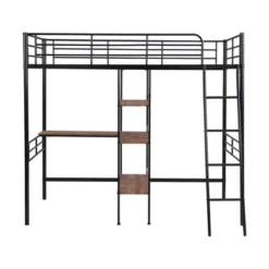 ModernLuxe Twin Size Metal Loft Bed with Built-in Desk and Shelves -Luxe Furniture Sale GUEST 5ed21fbd a90c 438d a9c7 e1634de5407f