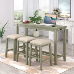 Rustic 4-Pieces Counter Height Dining Set With Fabric Padded Stools And Socket-ModernLuxe 24 Rustic 4-Pieces Counter Height Dining Set With Fabric Padded Stools And Socket-ModernLuxe -Luxe Furniture Sale GUEST 5f509c3a c212 4d19 88d0 3a3166ad5387