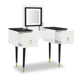 43.3" Modern Vanity Table Set With Flip-Up Mirror, LED Lights And Storage - ModernLuxe -Luxe Furniture Sale GUEST 5fa82ec4 dd96 4195 85b2 8b4bd238d920