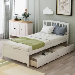 Twin Wood Platform Storage Bed Frame With Headboard And Two Drawers-ModernLuxe -Luxe Furniture Sale GUEST 5fe68884 f3a2 4584 9f21 5bed59a4e3e9