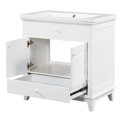 30" Bathroom Vanity With Sink And Drawers, White - ModernLuxe 8 30" Bathroom Vanity With Sink And Drawers, White - ModernLuxe - Image 6