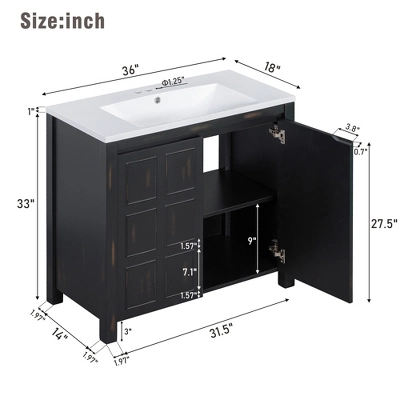 36" Bathroom Vanity With Sink, Espresso - ModernLuxe 4 36" Bathroom Vanity With Sink, Espresso - ModernLuxe - Image 2