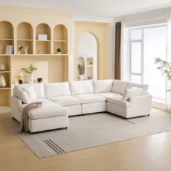 ModernLuxe 100" U-Shape 6-Seater Sectional Sofa with Removable Ottomans