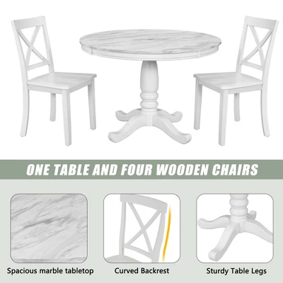 ModernLuxe 5-Piece White Solid Wood Dining Table and Chairs Set 11 ModernLuxe 5-Piece White Solid Wood Dining Table and Chairs Set - Image 9