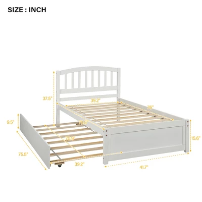 Twin Size Platform Bed Wood Bed Frame With Trundle-ModernLuxe 4 Twin Size Platform Bed Wood Bed Frame With Trundle-ModernLuxe - Image 2