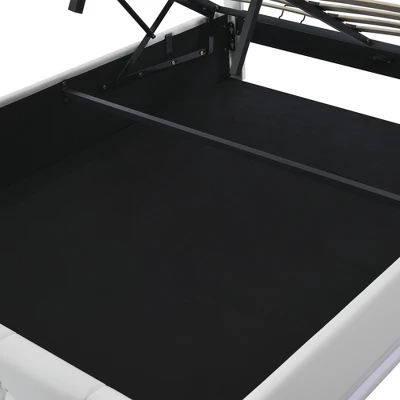 Queen Size PU Tufted Upholstered Platform Bed With Hydraulic Storage System, LED Lights And USB Charger-ModernLuxe 12 Queen Size PU Tufted Upholstered Platform Bed With Hydraulic Storage System, LED Lights And USB Charger-ModernLuxe - Image 10