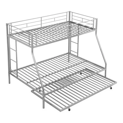 ModernLuxe Twin Over Full Steel Bunk Bed with Twin Size Trundle and Dual Ladders 7 ModernLuxe Twin Over Full Steel Bunk Bed with Twin Size Trundle and Dual Ladders - Image 5