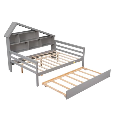 ModernLuxe Full Size Platform Bed with Twin Trundle and Integrated Storage Shelves 7 ModernLuxe Full Size Platform Bed with Twin Trundle and Integrated Storage Shelves - Image 5