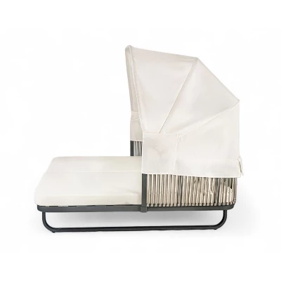 57"W Outdoor Daybed Sunbed, Patio Rattan Chaise Lounge With Canopy, Detachable Pillows For Patio, Backyard, Pool -ModernLuxe 14 57"W Outdoor Daybed Sunbed, Patio Rattan Chaise Lounge With Canopy, Detachable Pillows For Patio, Backyard, Pool -ModernLuxe - Image 12