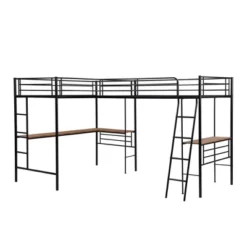 ModernLuxe Twin Size Metal Loft Bed with Dual Built-in Desks - Black 18 ModernLuxe Twin Size Metal Loft Bed with Dual Built-in Desks - Black -Luxe Furniture Sale GUEST 6376fb45 a29b 455f bfe0 ace0e90a795d