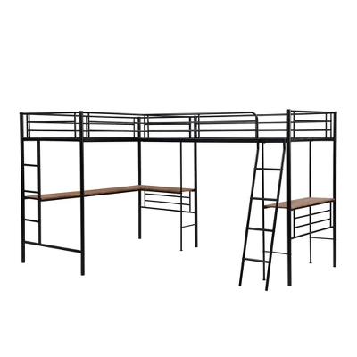 ModernLuxe Twin Size Metal Loft Bed with Dual Built-in Desks - Black 8 ModernLuxe Twin Size Metal Loft Bed with Dual Built-in Desks - Black - Image 6