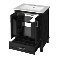 24"/30"W Bathroom Vanity With Ceramic Basin, Bathroom Storage Cabinet With Divided Drawer, Door Shelves & Soft Close Door - ModernLuxe 28 24"/30"W Bathroom Vanity With Ceramic Basin, Bathroom Storage Cabinet With Divided Drawer, Door Shelves & Soft Close Door - ModernLuxe -Luxe Furniture Sale GUEST 63ad90d5 72d2 4136 8ea2 e813efde38e6