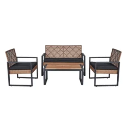 ModernLuxe 4-Piece All-Weather Wicker Outdoor Conversation Set -Luxe Furniture Sale GUEST 63bdeeff a651 4d5e 92ee 37f4d97cd60b