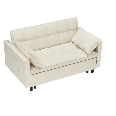 3-in-1 Velvet Convertible Sofa Bed With Adjustable Backrest, Pull Out Sleeper Loveseat With Side Pockets - ModernLuxe 8 3-in-1 Velvet Convertible Sofa Bed With Adjustable Backrest, Pull Out Sleeper Loveseat With Side Pockets - ModernLuxe - Image 6