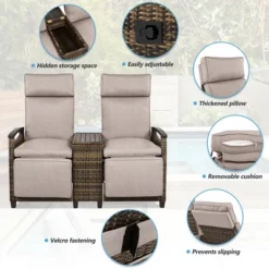 ModernLuxe Patio Recliner Loveseat with Adjustable Backrest & Storage Table -Luxe Furniture Sale GUEST 641e2939 c358 45d8 af07 c38a1607324a