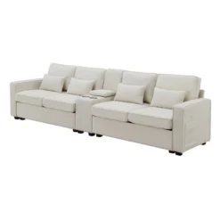 ModernLuxe 114.2" Linen Upholstered Sofa with Console & Wireless Charging 15 ModernLuxe 114.2" Linen Upholstered Sofa with Console & Wireless Charging -Luxe Furniture Sale GUEST 64673771 c20e 47c7 bee8 2b7dd1a74697