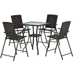 ModernLuxe 5-Piece Counter Height Patio Rattan Dining Set with Foldable Chairs -Luxe Furniture Sale GUEST 64bcf024 08db 4633 ac07 6b8a010a9b63
