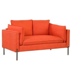 ModernLuxe Modern Style Linen Fabric Loveseat Sofa for Small Spaces