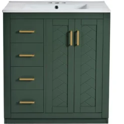 30''W Freestanding Bathroom Vanity With Ceramic Sink, Solid Wood Frame Storage Cabinet With 3 Drawers & Soft Closing Doors - ModernLuxe -Luxe Furniture Sale GUEST 663e79d3 f276 4b8e 8442 5d8c9259b4d5