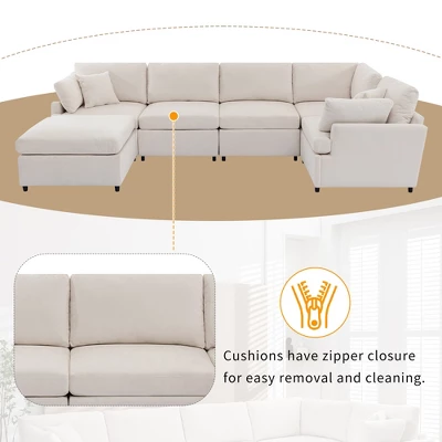 ModernLuxe 100" U-Shape 6-Seater Sectional Sofa with Removable Ottomans 8 ModernLuxe 100" U-Shape 6-Seater Sectional Sofa with Removable Ottomans - Image 6