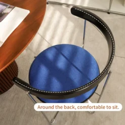 Folding Dining Chair Upholstered Dinner Chair Armchair With Padded Seat&Chrome Frame, Blue/Red - Modernluxe -Luxe Furniture Sale GUEST 66c36b80 ac39 497d 9187 19a857b4f8bc