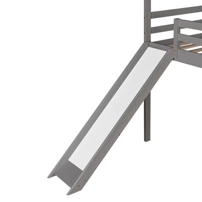 ModernLuxe Twin Size House Shape Loft Bed with Slide in Gray 12 ModernLuxe Twin Size House Shape Loft Bed with Slide in Gray - Image 10