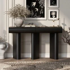 ModernLuxe Narrow Console Table with Geometric Arc Legs & 2 Drawers