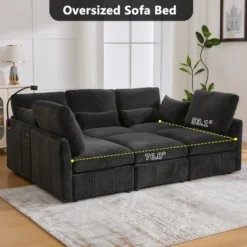 ModernLuxe 85.4" Modular Sectional Sofa Couch, Convertible Sofa Bed With Movable Ottoman, 2 USB Ports & Phone Holder 19 ModernLuxe 85.4" Modular Sectional Sofa Couch, Convertible Sofa Bed With Movable Ottoman, 2 USB Ports & Phone Holder -Luxe Furniture Sale GUEST 684bfff8 4d1e 428a b931 e44348fe321d
