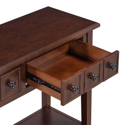 ModernLuxe 38" Rustic Console Table with 2 Drawers and Open Shelf 17 ModernLuxe 38" Rustic Console Table with 2 Drawers and Open Shelf - Image 15