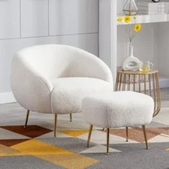 Modern Accent Chair, Teddy Short Plush Particle Velvet Armchair With Ottoman-ModernLuxe 23 Modern Accent Chair, Teddy Short Plush Particle Velvet Armchair With Ottoman-ModernLuxe -Luxe Furniture Sale GUEST 6897260f a4f5 4081 990d 5ffecdcd7ef3