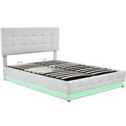 Queen Size PU Tufted Upholstered Platform Bed With Hydraulic Storage System, LED Lights And USB Charger-ModernLuxe 19 Queen Size PU Tufted Upholstered Platform Bed With Hydraulic Storage System, LED Lights And USB Charger-ModernLuxe -Luxe Furniture Sale GUEST 68daad44 e2e7 4e75 965c 2719184c56f6