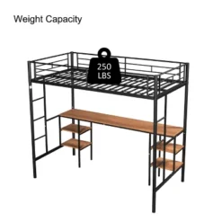 ModernLuxe Metal Twin Size Low Loft Bed with Integrated Desk and Storage Shelves 14 ModernLuxe Metal Twin Size Low Loft Bed with Integrated Desk and Storage Shelves -Luxe Furniture Sale GUEST 6927a85f 0707 4290 b2f5 da99caf6adce